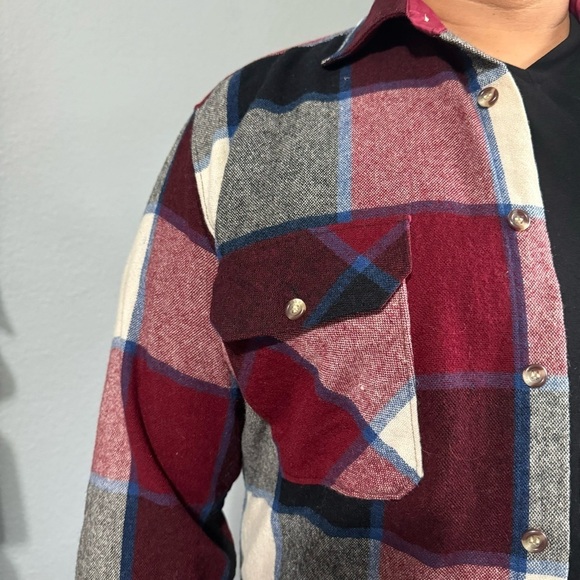 Jonathan David Men Wool blend Long Sleeves Button-down Plaid Flannel Shirt Sz L - Picture 4 of 17